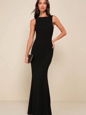 Love In Your Eyes Black Knotted Mermaid Maxi Dress